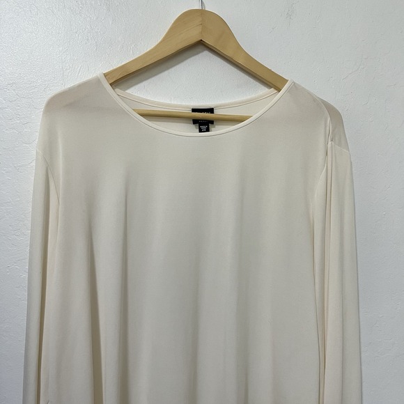 Eileen Fisher Women Silk Round Neck Long Sleeve Top Size 2X White Capsule Career - Picture 3 of 6